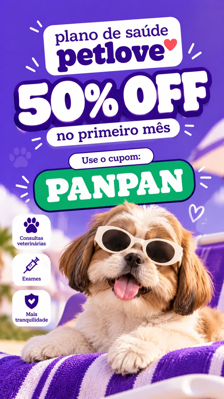 Cupom Petlove plano de saúde PANPAN 50% OFF no primeiro mês: consultas veterinárias e exames