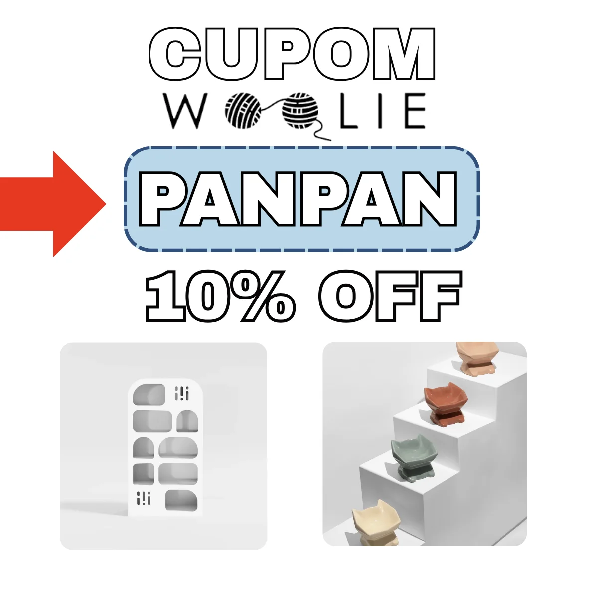 Código de desconto Woolie PANPAN exclusivo 10% OFF em produtos para gatos