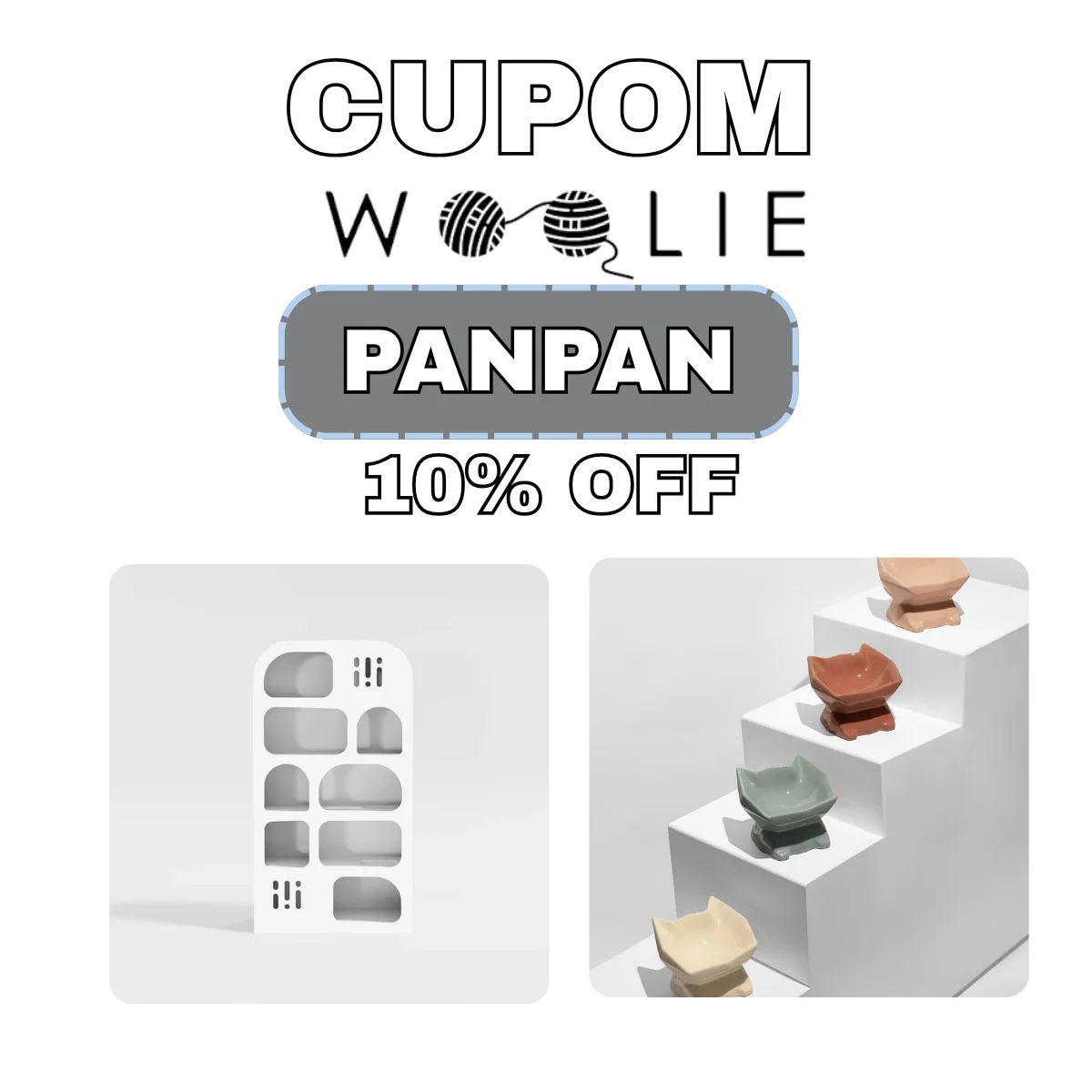 Melhor cupom Woolie PANPAN em comedouros GEO e mobiliário High Line para gatos